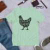Heather Prism Mint 'Life Is Better With Chickens' unisex T-shirt – pastel green chicken shirt for backyard farmers and poultry enthusiasts.